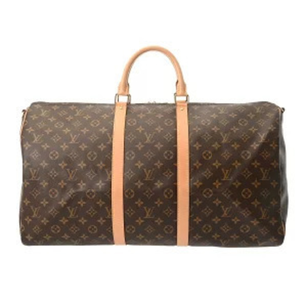 Louis Vuitton Monogram Keepall Bandouliere Canvas Travel Bag Brown